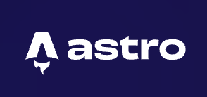Astro logo — white rocket-ship A and lowercase astro wordmark on navy